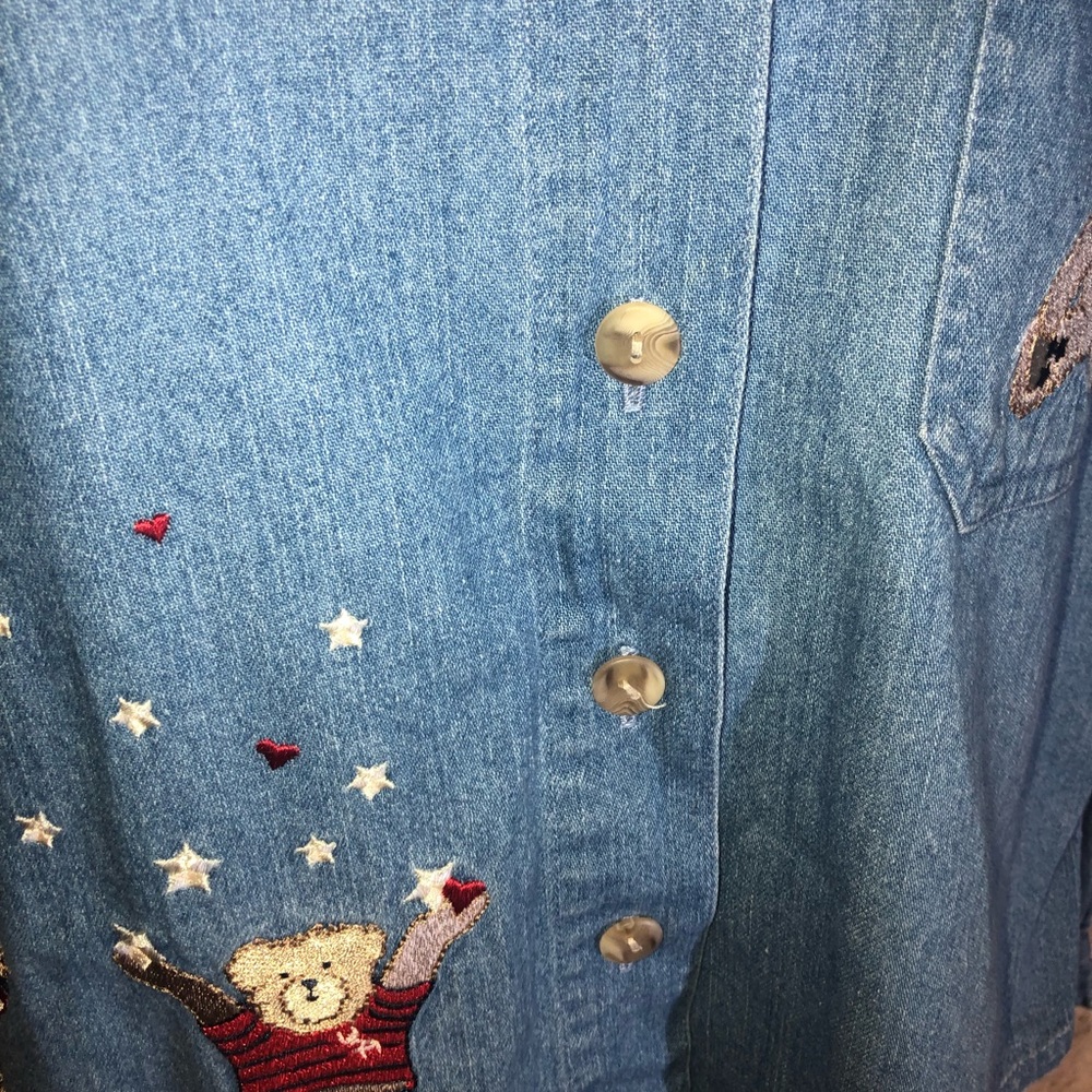 Christopher & Banks Denim Patriotic Bear Blouse - Picture 7 of 13